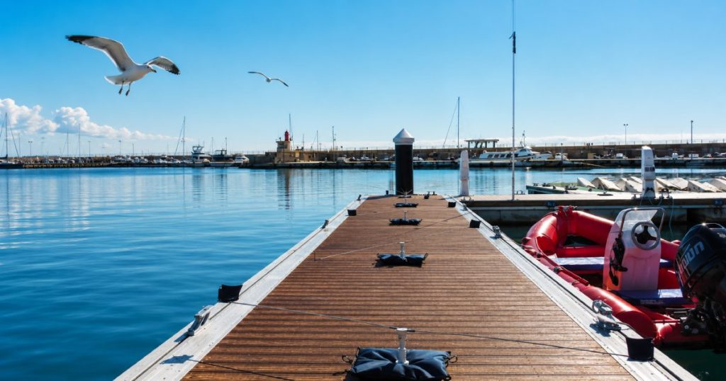 StopGull Air XL installed on a dock to prevent seagulls from perching