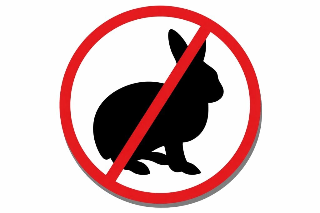 No rabbits sign representing the use of sound and ultrasonic rabbit repellers