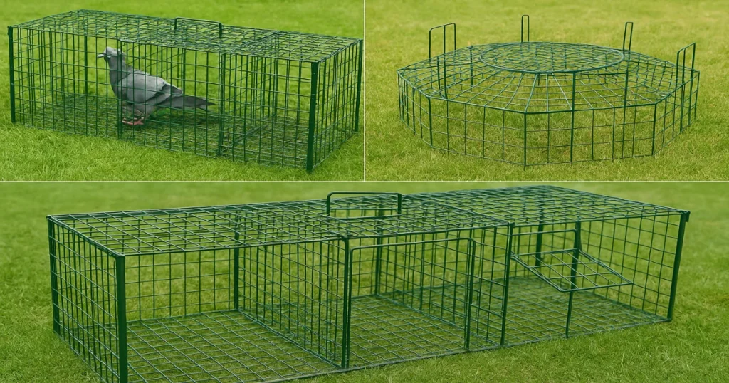 Jaulas trampa para aves: modelo rectangular, octogonal y de tres compartimentos