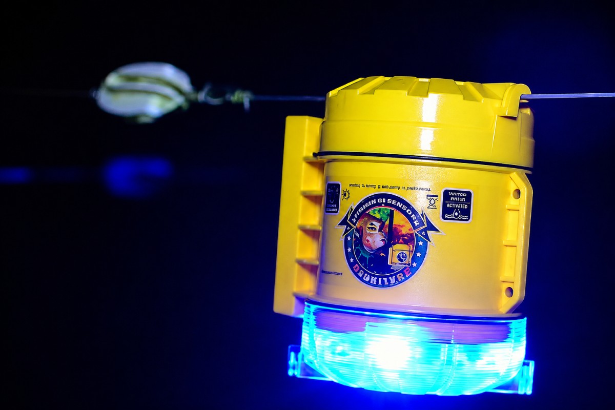 Foxlights operating at night with flashing lights to deter predators